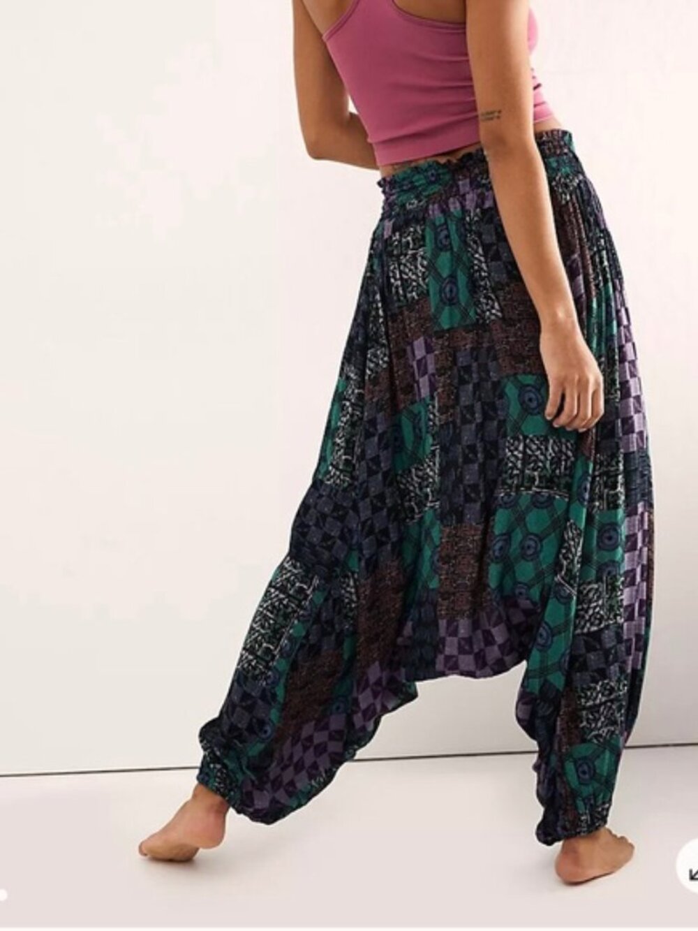 Free People Intimately Into The Wild Harem Pants Medium Boho Geometric Dark - Picture 7 of 16